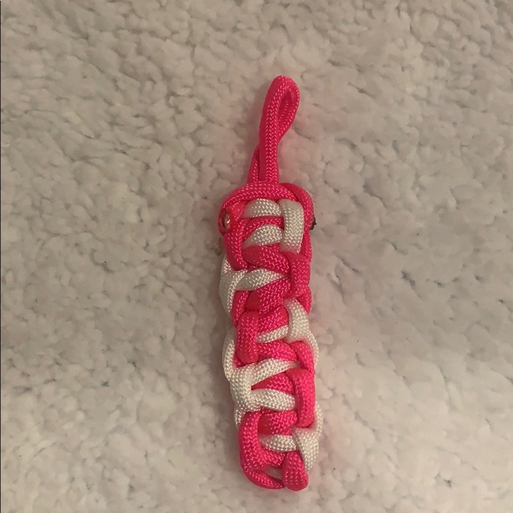 Pink and white keychain